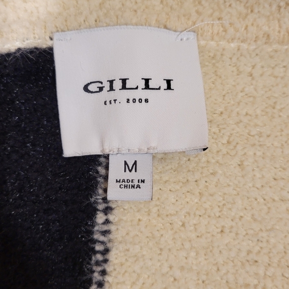 Gilli Black and Cream Zip Up Sweater Size M - Picture 4 of 5